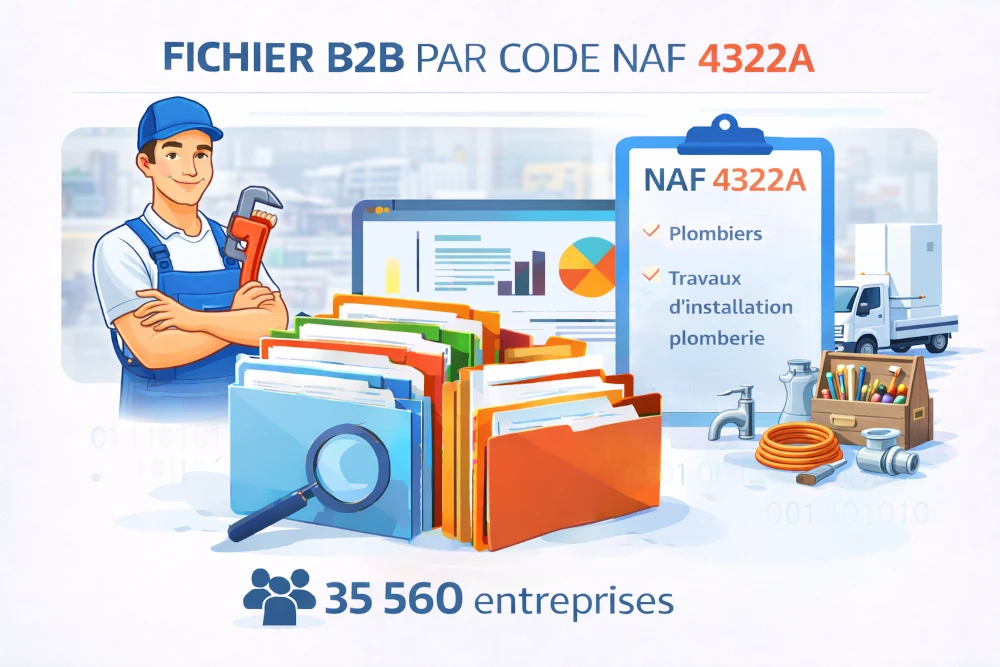 Fichier b2b entreprises : Code NAF 4322A