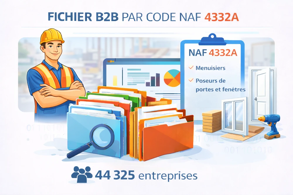 Fichier entreprises code NAF 4332A | menuisiers bois France