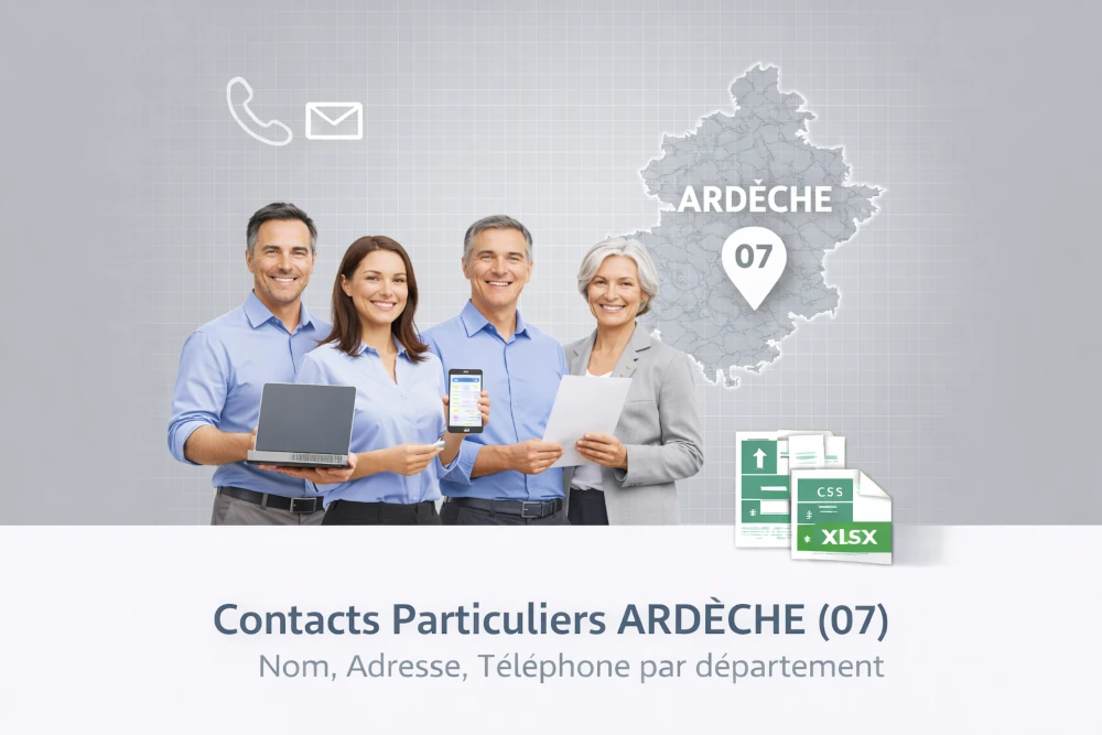 Fichier b2c particuliers Ardèche 07 | base locale par commune