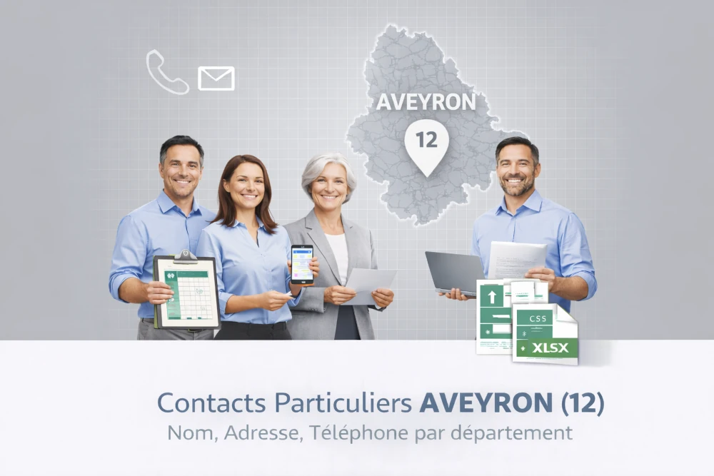 Fichier b2c particuliers Aveyron 12 | base locale par commune