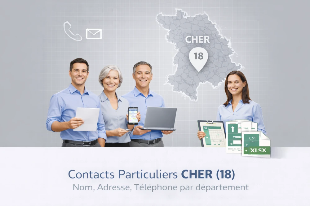 Base b2c particuliers Cher 18 | contacts locaux par zone de vie